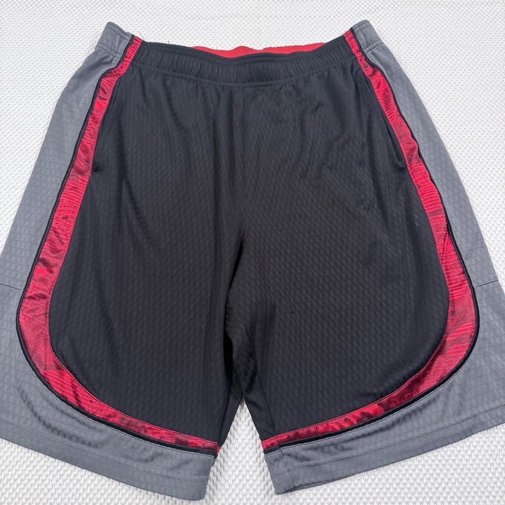Reebok Athletic Basketball Shorts Black Red Gray Performance Men's XL